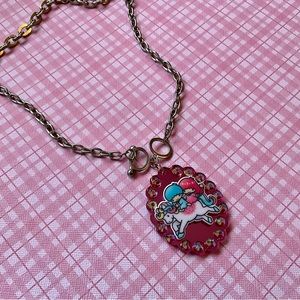 Kawaii Unicorn twins angels toggle charm necklace pink barbiecore cameo cosplay